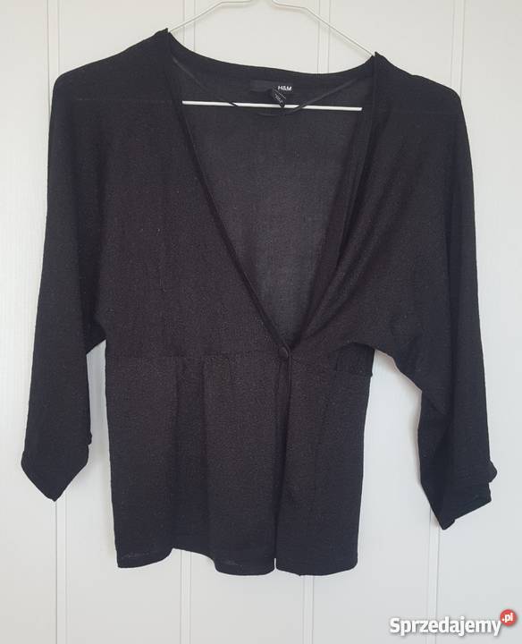 Sweter kardigan HM 38 M czarny srebrna nitka Szczecin