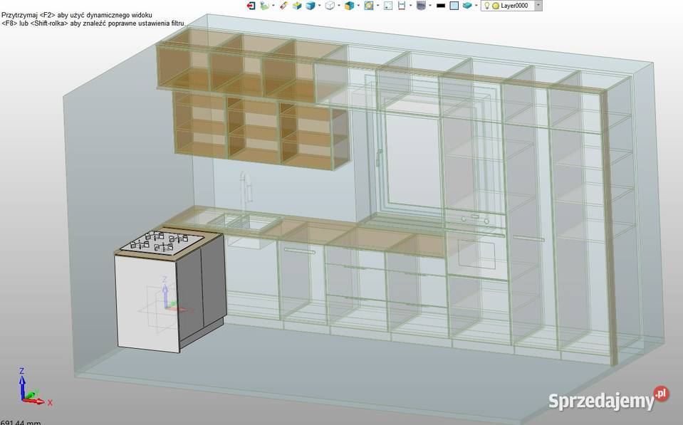 Projektowanie mebli kuchni na wymiar rendering Jeżowe