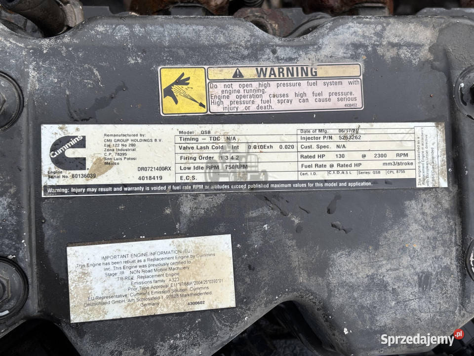 CUMMINS 45QSB 45 QSB Kompletny Silnik Słupek Jastrzębniki