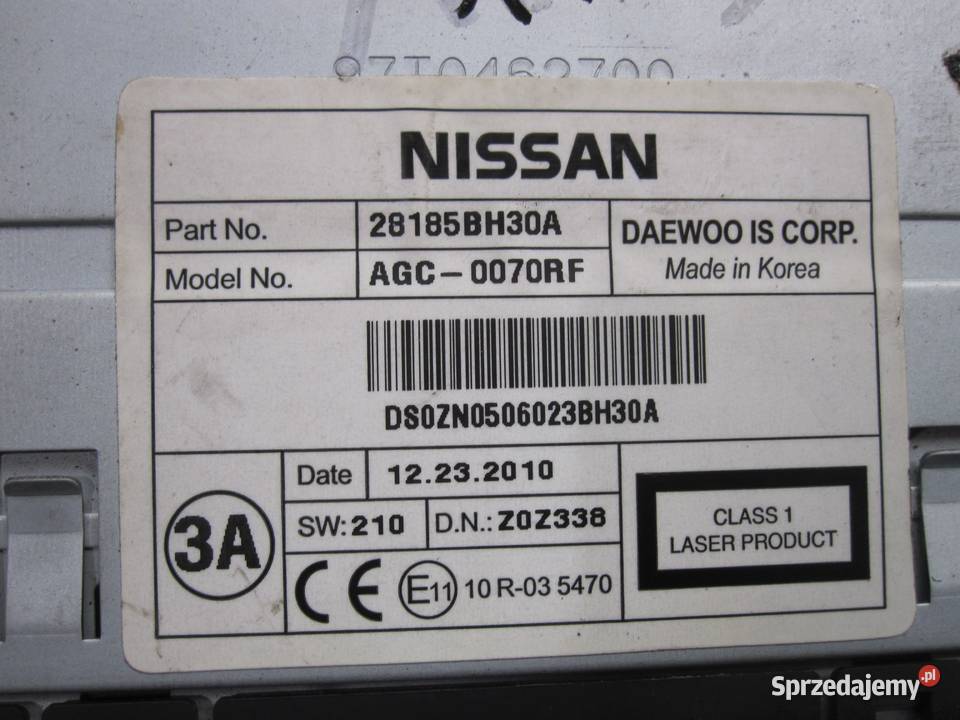 QASHQAI I J10 LIFT 11r radio CD 28185BH30A Kielce