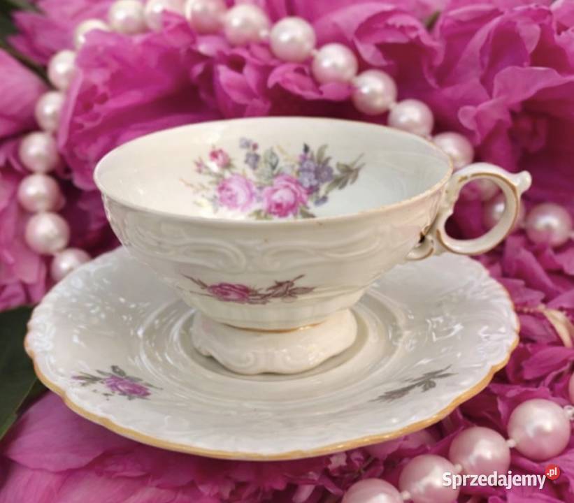 Porzellanfabrik Felda Rhnfiliżanka ze spodkiem Porcelana i szkło Pabianice sprzedam