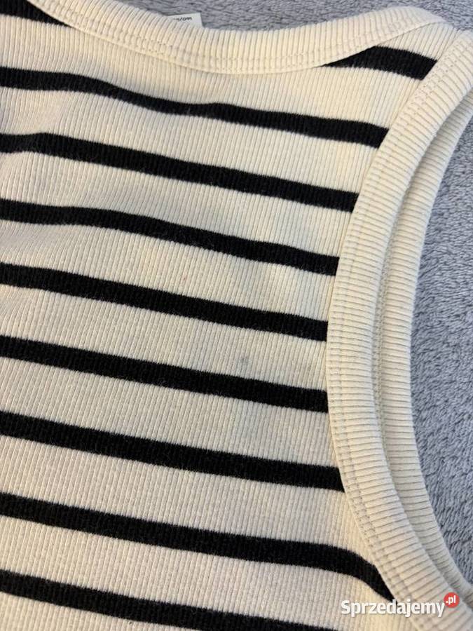 Crop top koszulka bluzka bez ramiączek w paski podkarpackie
