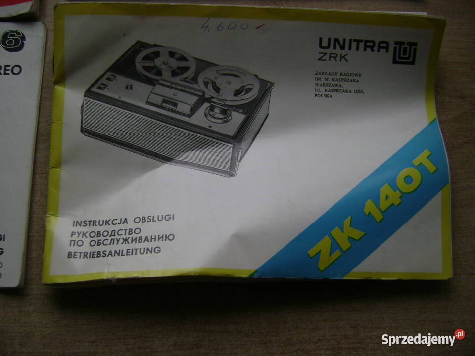 Starocie z PRL Zestaw 4 instrukcje ZK Magnetofony pomorskie Gdynia sprzedam