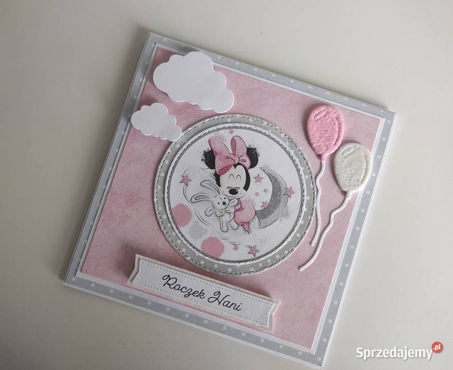 Kartka ręcznie robiona na urodziny roczek Myszka Łódź sprzedam