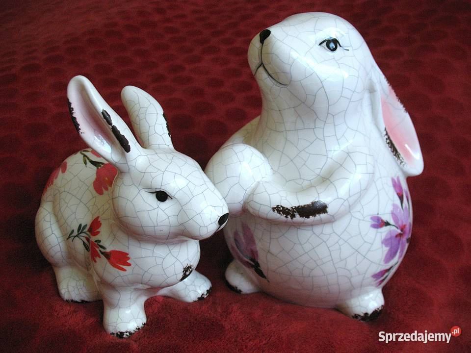 Zając z efektem crackle porcelana 17 x 17 x 10 mazowieckie Siedlce