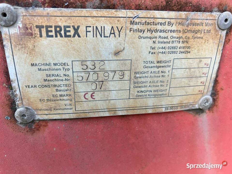 Przesiewacz Terex Finlay powerscreen taśmociąg kujawsko-pomorskie Kołodziejewo