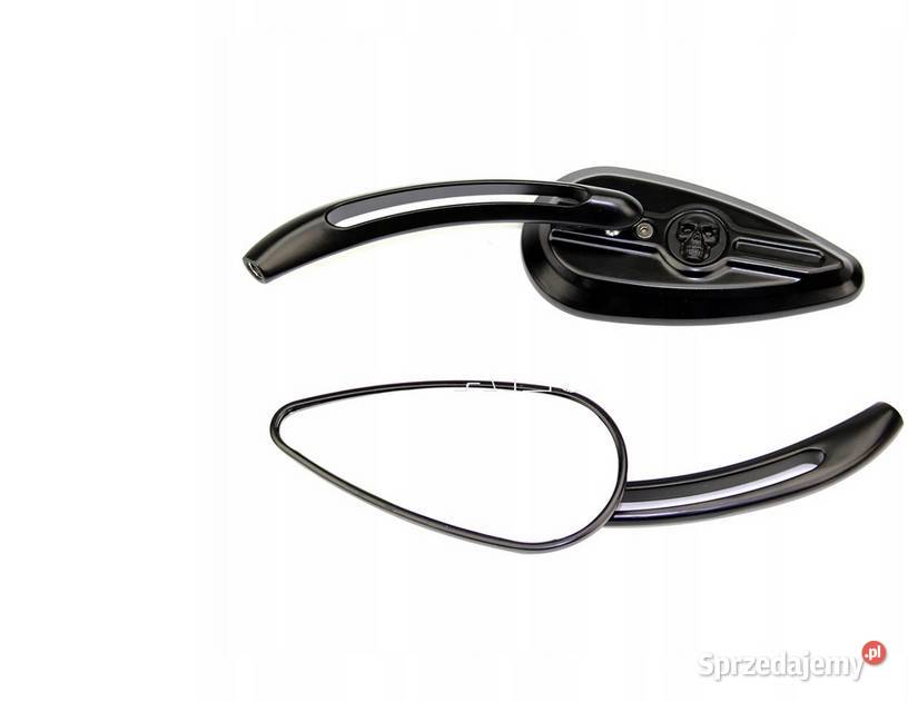 LUSTERKA MOTOCYKLOWE CZARNE CZASZKA Z METALU