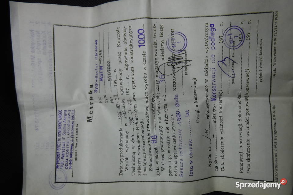 MSTW06A Sygnalizator ciśnienia czujnik lotniczy sprzedam