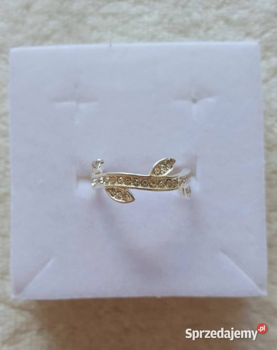 Nowy pierścionek podwójny srebrny kolor kwiat Szczecin