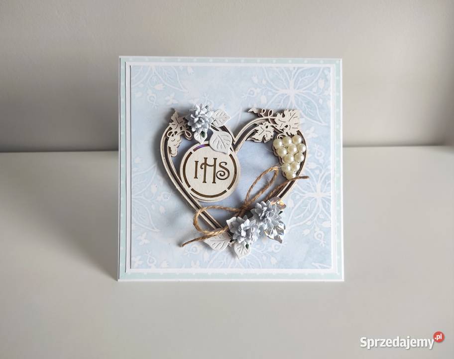 Kartka ręcznie robiona Komunia Święta handmade łódzkie Łódź sprzedam