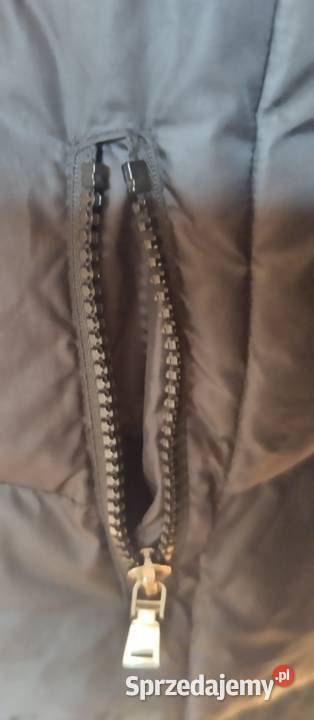 Płaszcz zimowy czarny kaptur z futerkiem Nysa