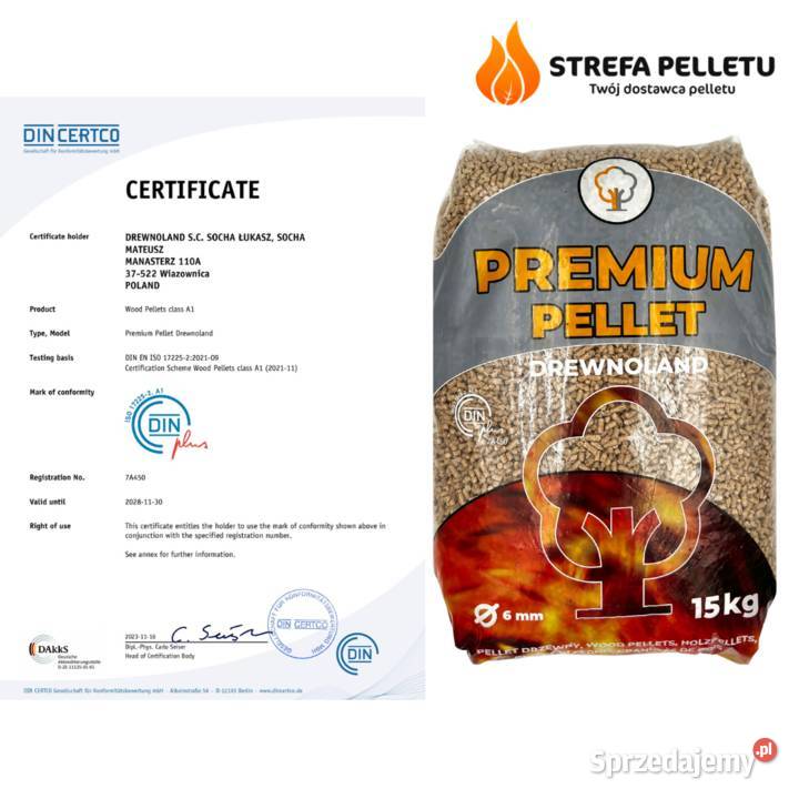 Premium pellet sosnowy 6mm Drewnoland Łubnice świętokrzyskie
