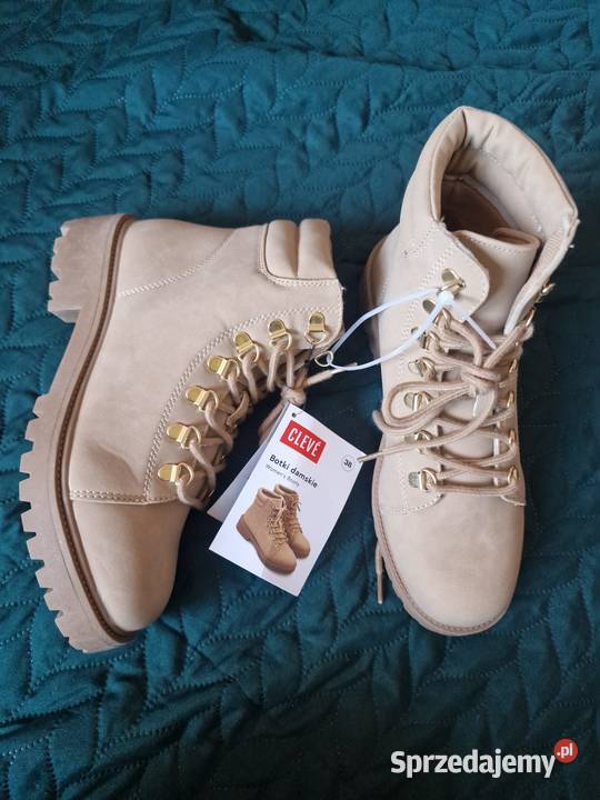 Nowe Botki damskie Cleve rozmiar 38 brązowebeż
