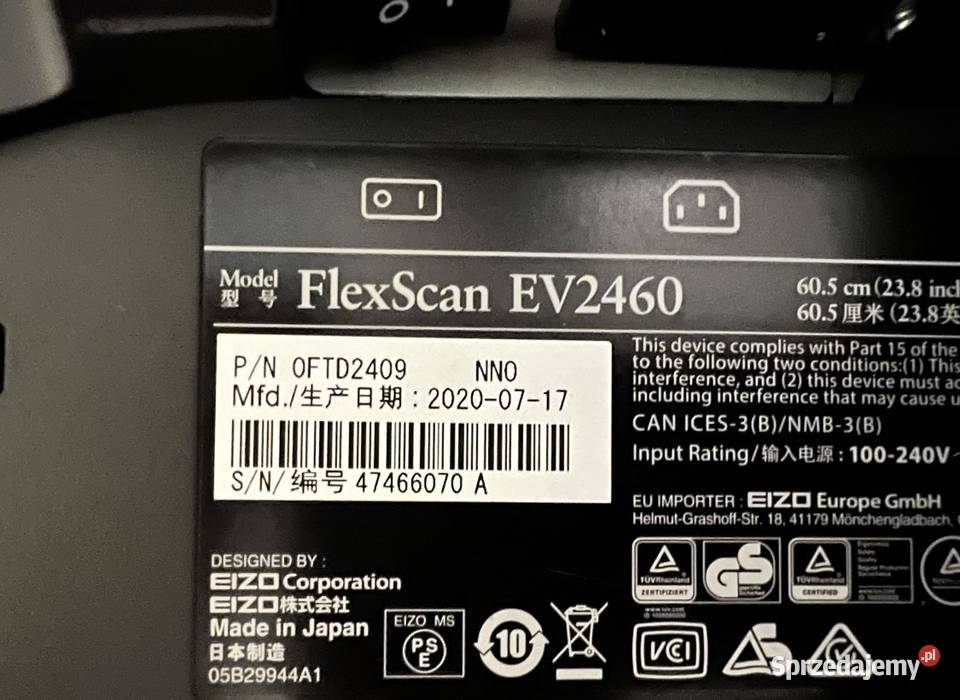 Monitor EIZO 24 IPS EV2460 USB 30 HDMI Made in Monitory i projektory
