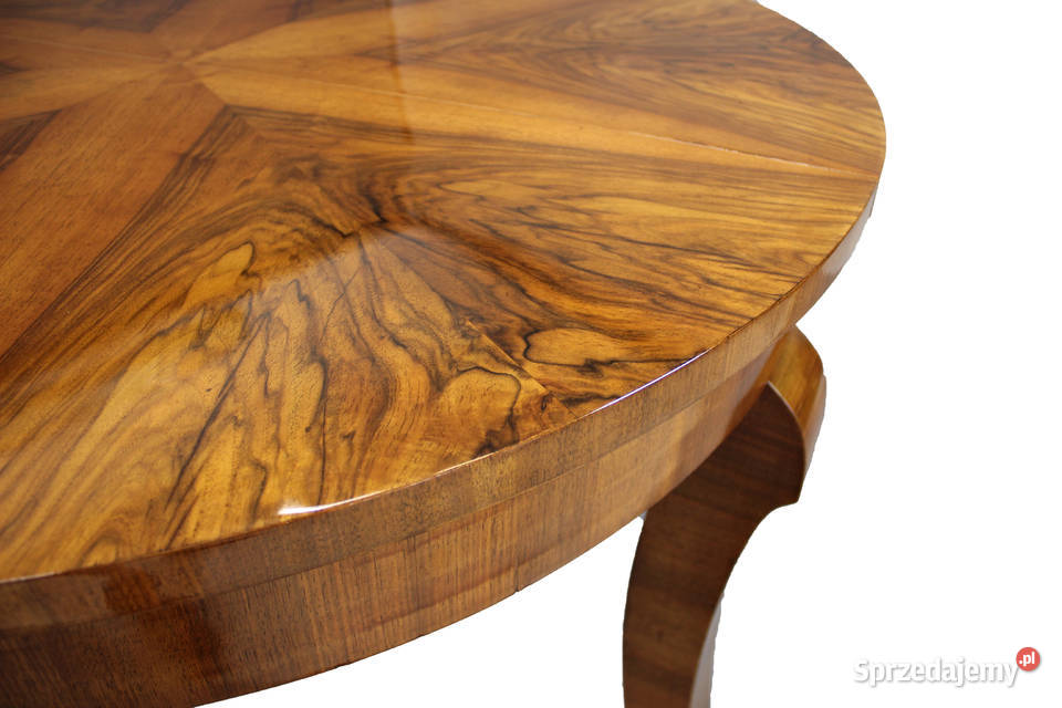 Okrągły stół rozkładany Art Deco w orzechu Bydgoszcz