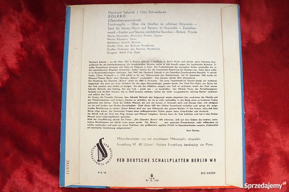 Płyta winylowa szelakowa Bolero E Schmidt Płyty i kasety lubuskie Żary