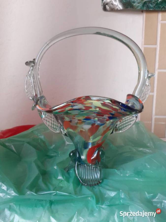 Koszyczek kryształ kolorowy PRL lubelskie Lubartów