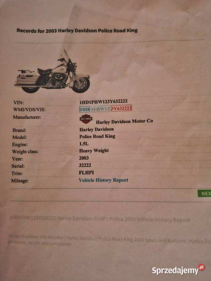 Harley Davidson Police Road King Szymbark
