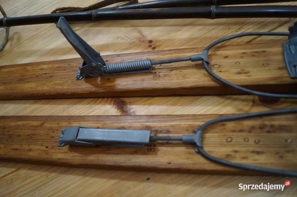 Stare narty jesionowe 180 z kijkami Pruchnik