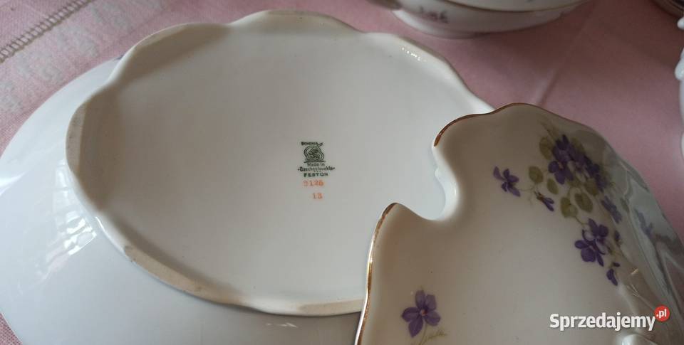 Olbrzymia Waza Fiołki Bohemia Feston Made in Gdańsk