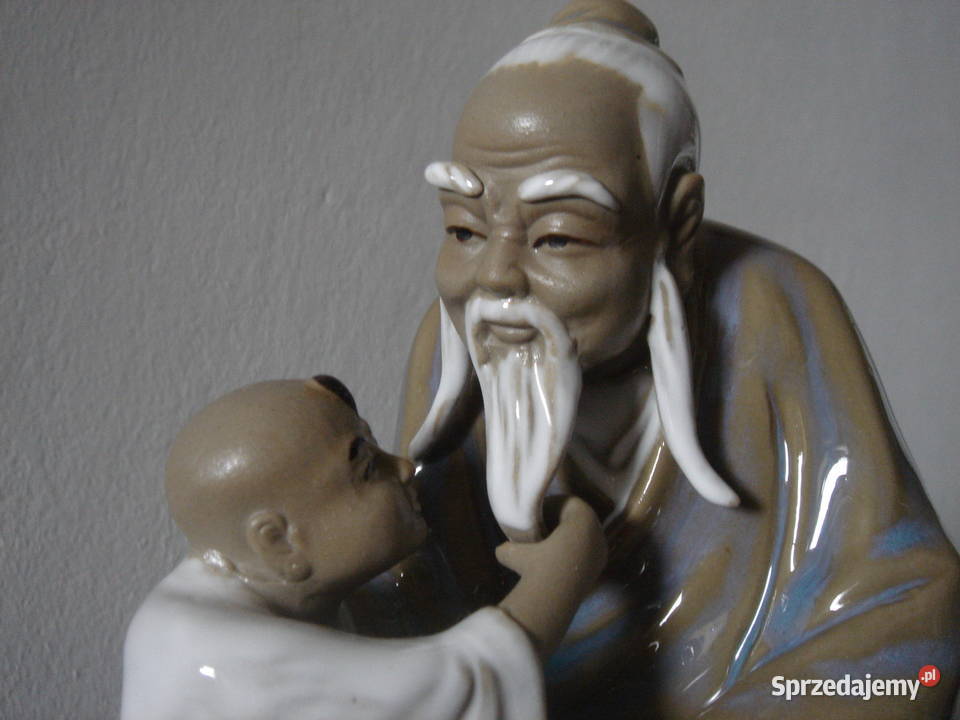 Stara chińska figurka ceramiczna sygnowana łódzkie Łódź
