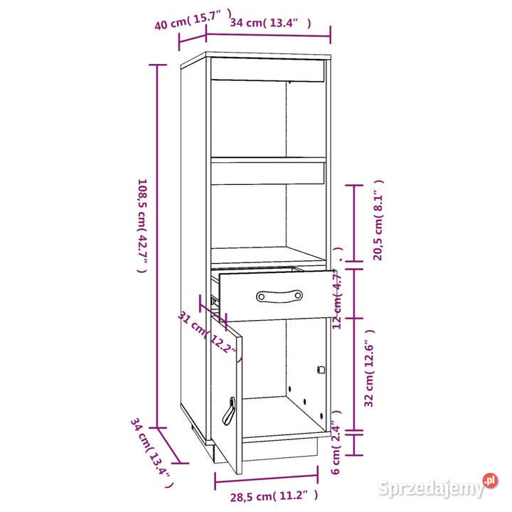 Szafka 34x40x1085 lite drewno sosnowe WM820152 Warszawa
