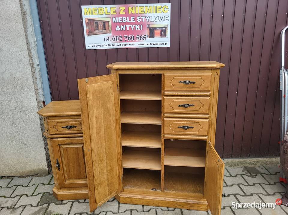 Stylowa wysoka komoda dębowa z szufladami Sypniewo sprzedam