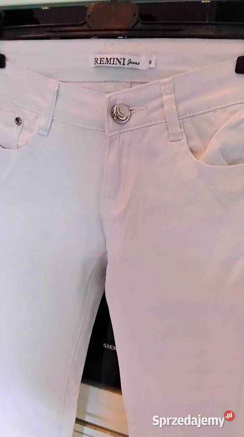 Białe spodnie Jeans Damskie S Rurki Długie Nowa Sól