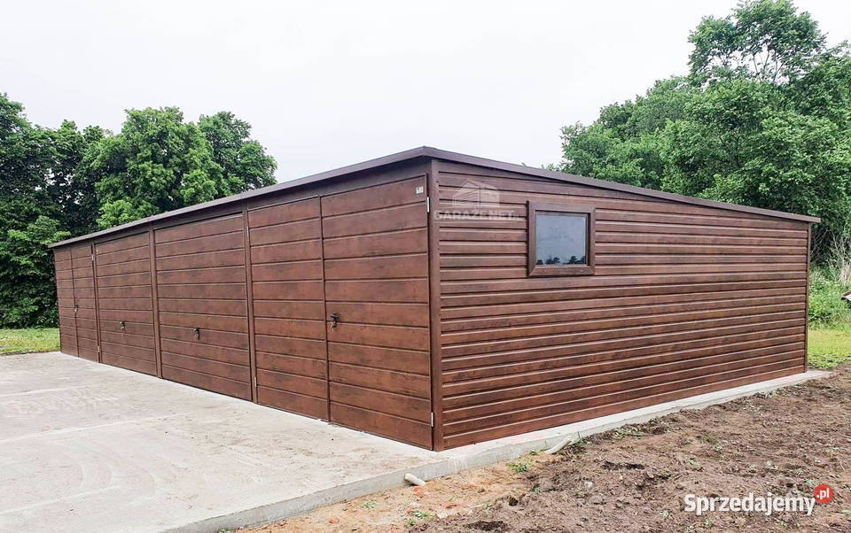 GARAŻ BLASZANY 12M X 5M POZIOM SPAD TYŁ 4X BRAMA Ogród Łapanów