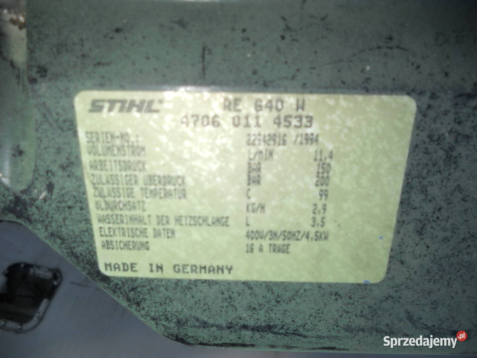 STIHL RE 640 W Duza Myjka Cisnieniowa podkarpackie Pilzno