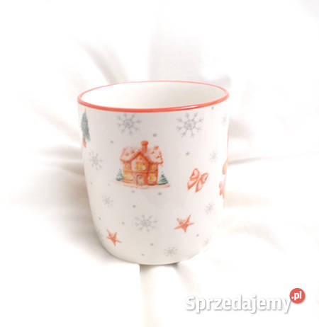 porcelanowy kubek z ciasteczkiem świąteczny wielokolorowy warmińsko-mazurskie Olsztyn sprzedam
