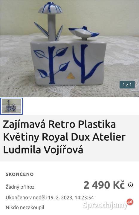 Rzeźba retro kwiaty Royal Dux Atelier sygnowana Pabianice
