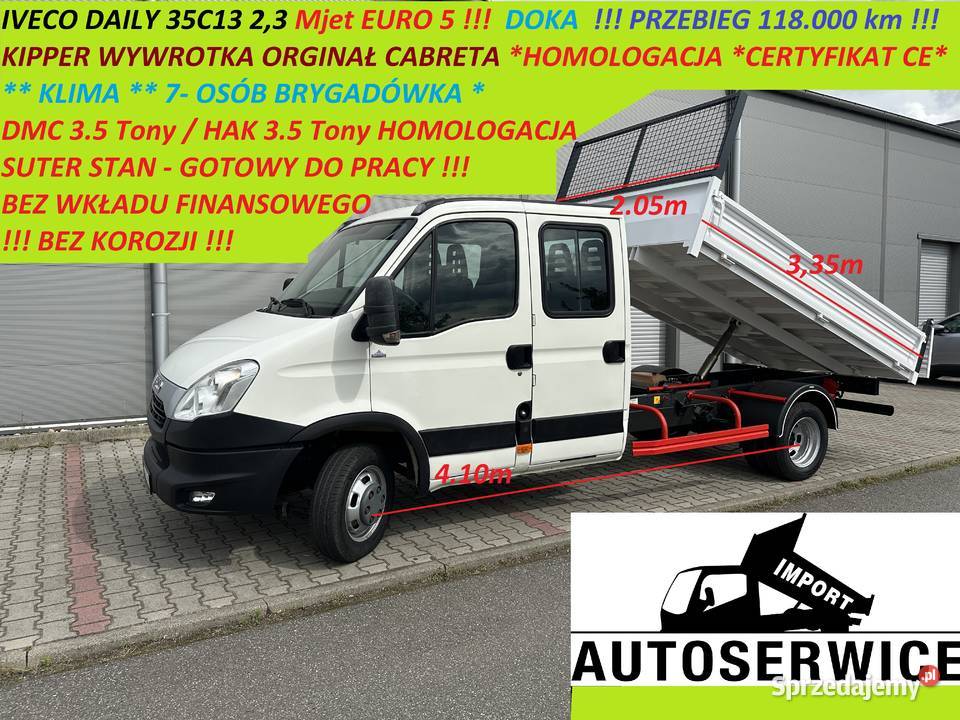 IVECO DAILY 35C13 EURO5 DOKA KIPPER WYWROTKA bezwypadkowy wielkopolskie Piekarzew