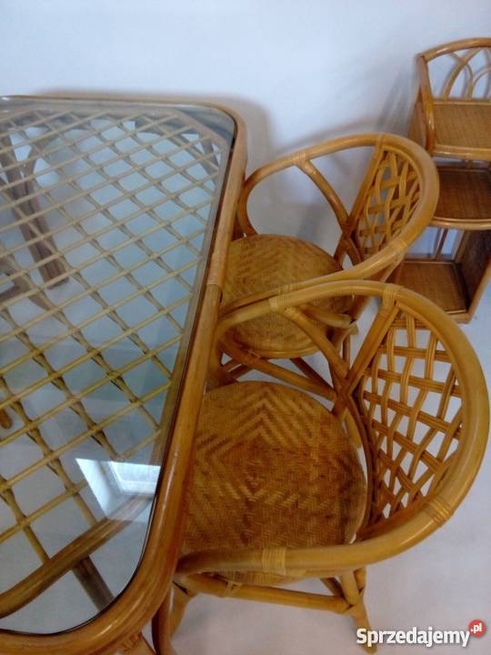 Promocja Meble rattanowe duży stół 3 krzesła