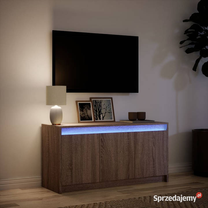 Szafka pod TV z LED brązowy dąb 100x34x50 mazowieckie