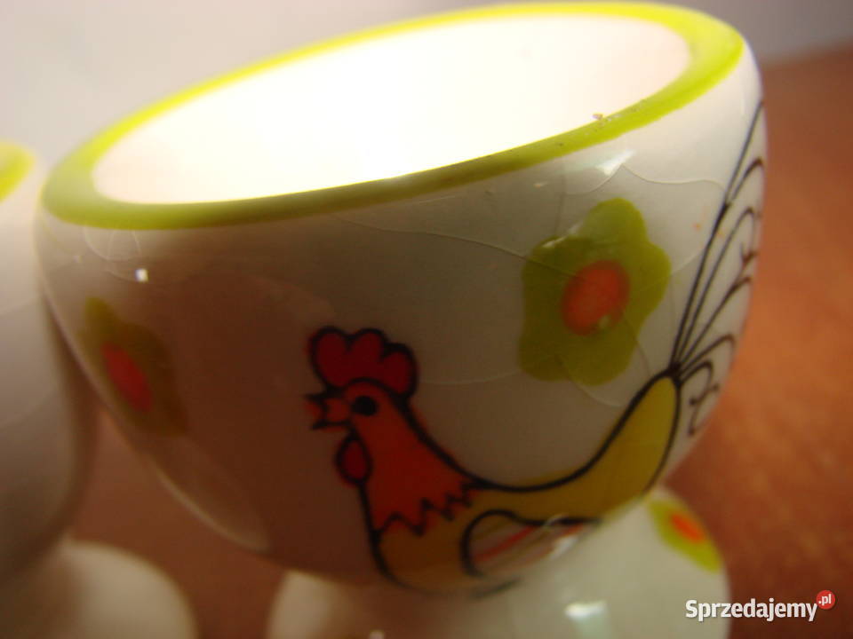 Kogut i Kura stare podstawki do jajek Porcelana i szkło Pruszcz Gdański