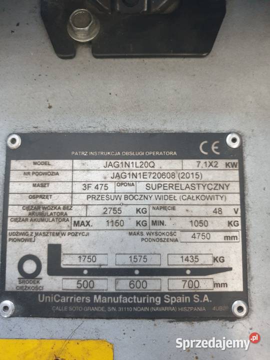 Wózek Widłowy Nissan 2t udźwigu Zielniki