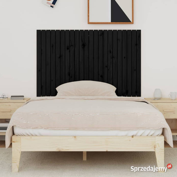Wezgłowie łóżka czarne 140x3x90 lite drewno Warszawa sprzedam