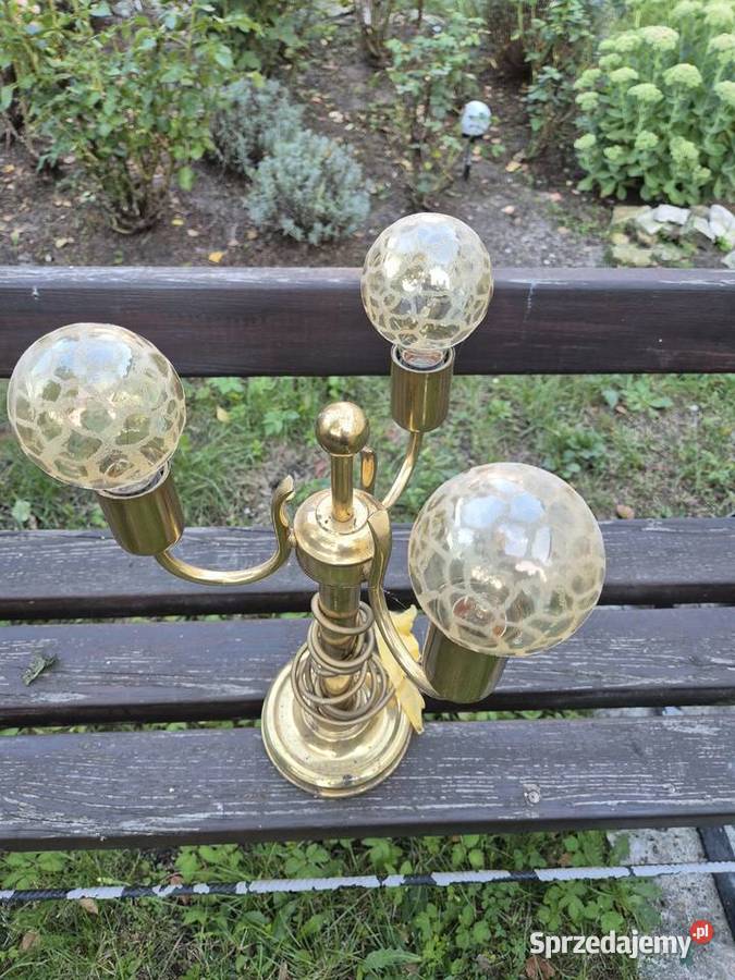 Lampa gabinetowa retro vintage mosiądz i ozdobne Krupski Młyn