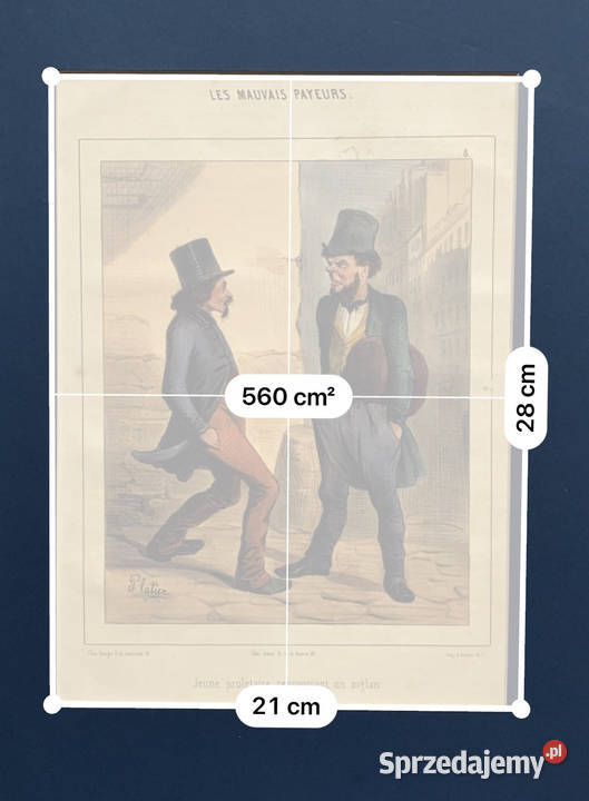 Oryginalna Litografia XIX w Les Mauvais Payeurs sprzedam