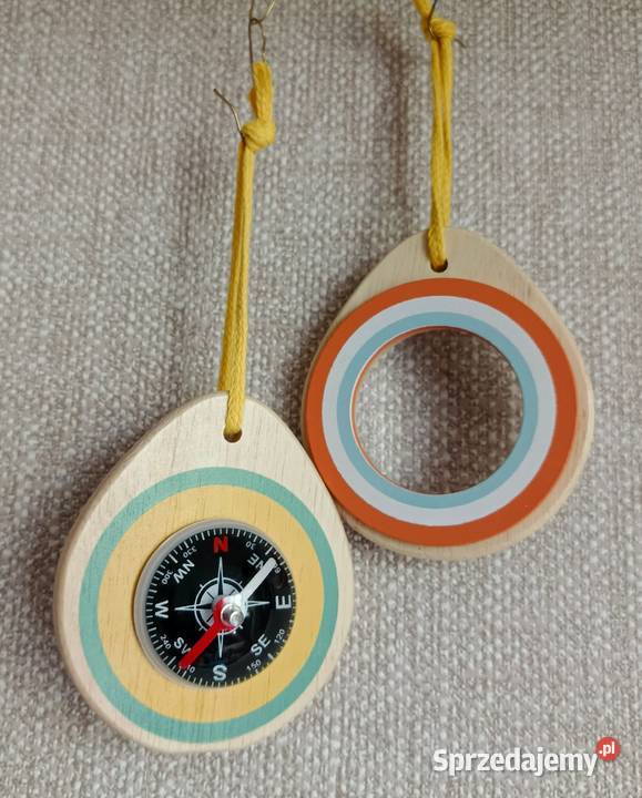 Kompas lupa osadzone w drewnie łódzkie Łódź