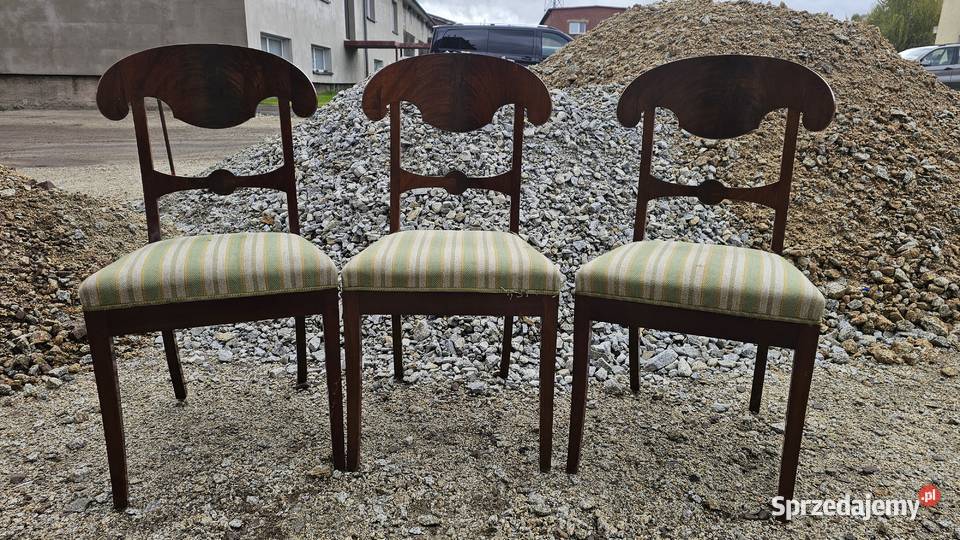 3 stare krzesła Biedermeier ze Szwecji czwarte Meble dolnośląskie