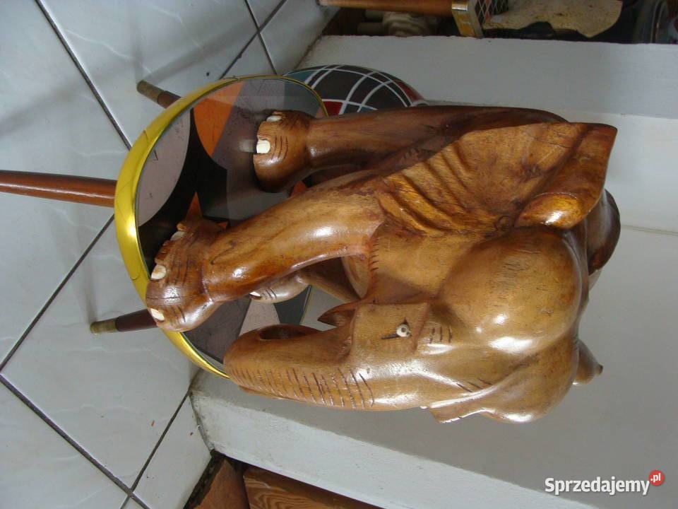 Rzeźba Figurka SŁOŃ Drewno Rękodzieło 35x34 dolnośląskie Wrocław