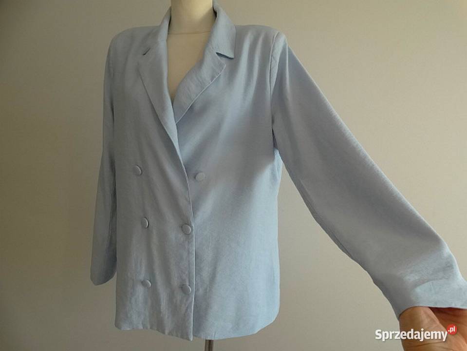 Marynarka Długa Modny Fason Oversize Błękitna Marynarki i żakiety Łomża