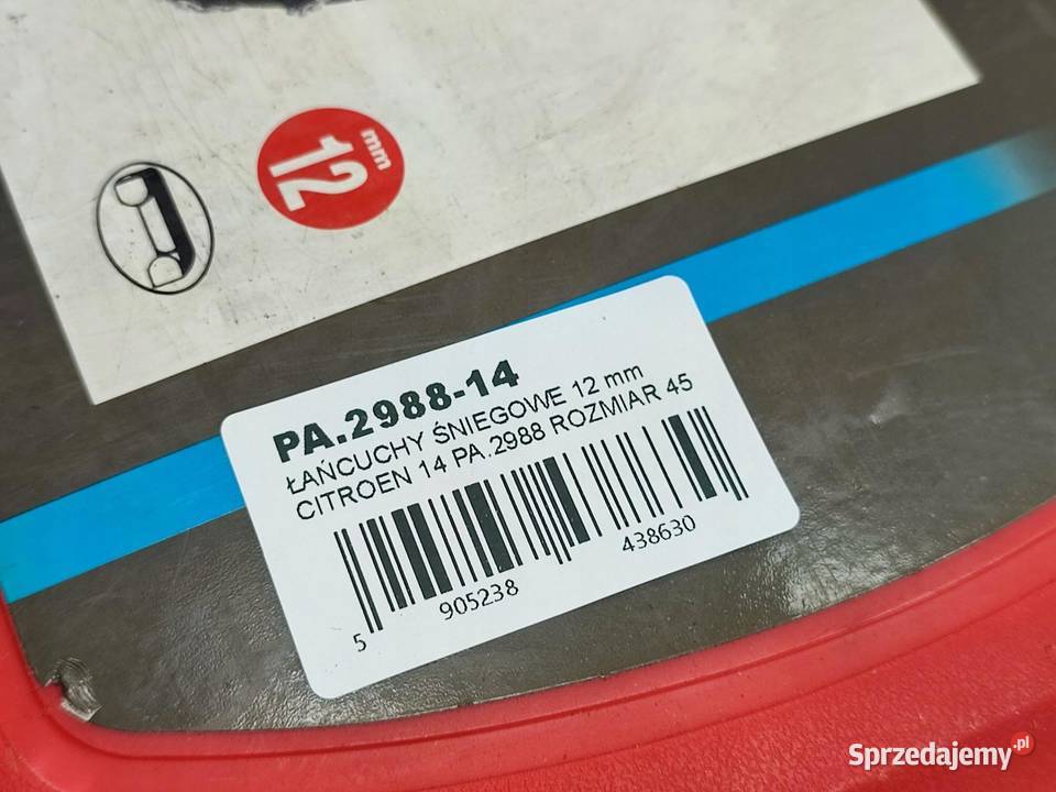 ŁAŃCUCHY ŚNIEGOWE 1 PARA CITROEN 12mm PA2988 14 lubelskie
