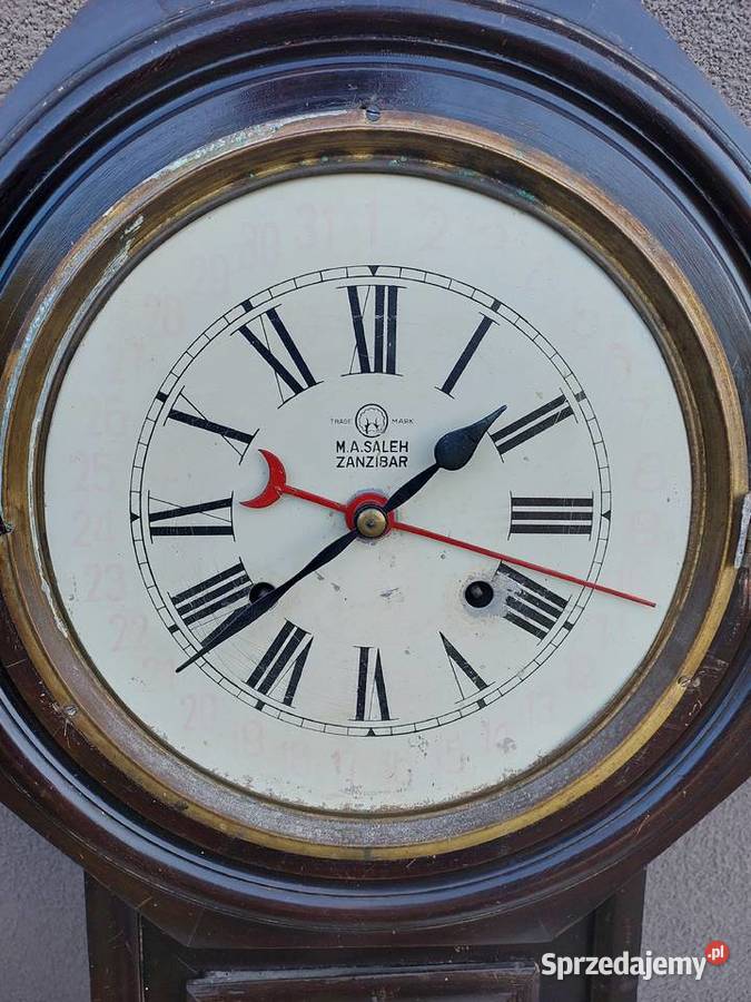 250 Stary zegar ścienny Trade Mark Zanzibar Antyki Tczew
