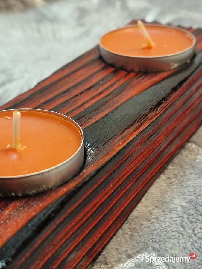 Świecznik świerkowy Shou Sugi Ban głęboka Sępopol