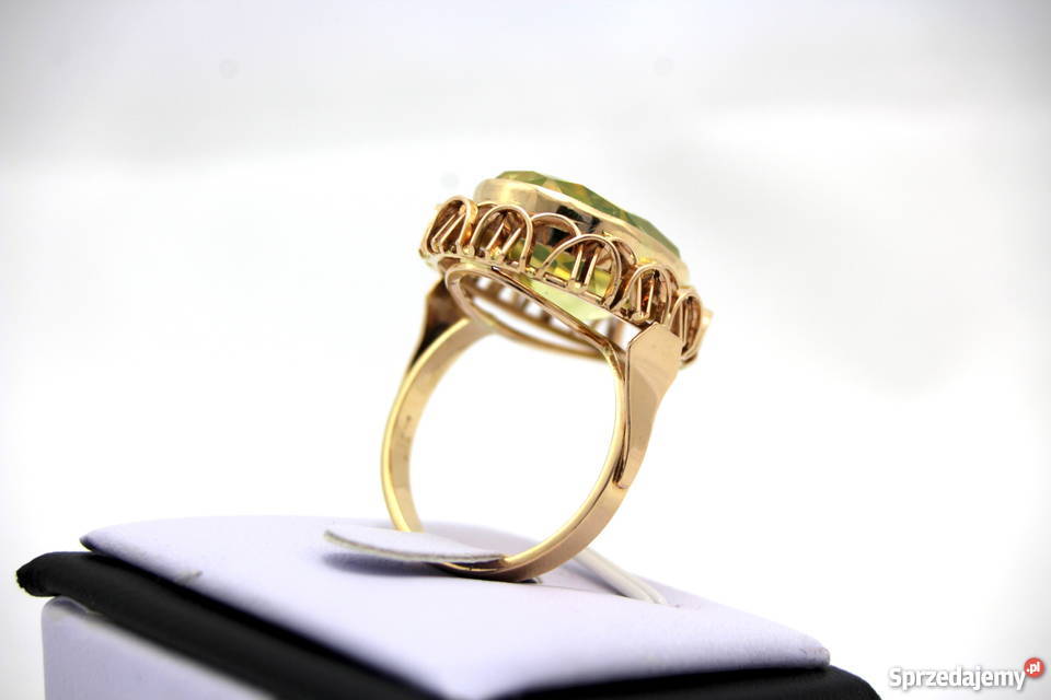 Złoty pierścionek z zielonym spinelem 585 1293 g złote Poznań
