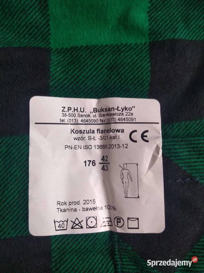 Koszula flanelowa robocza BHP w kratę zielono Przemków