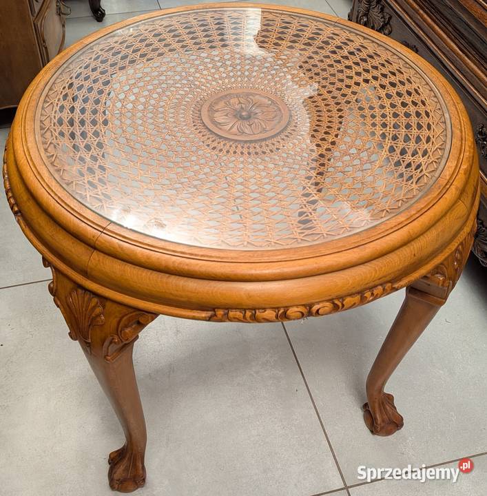 ładny dębowy okrągły stolik na lwich śląskie Dąbrowa Górnicza